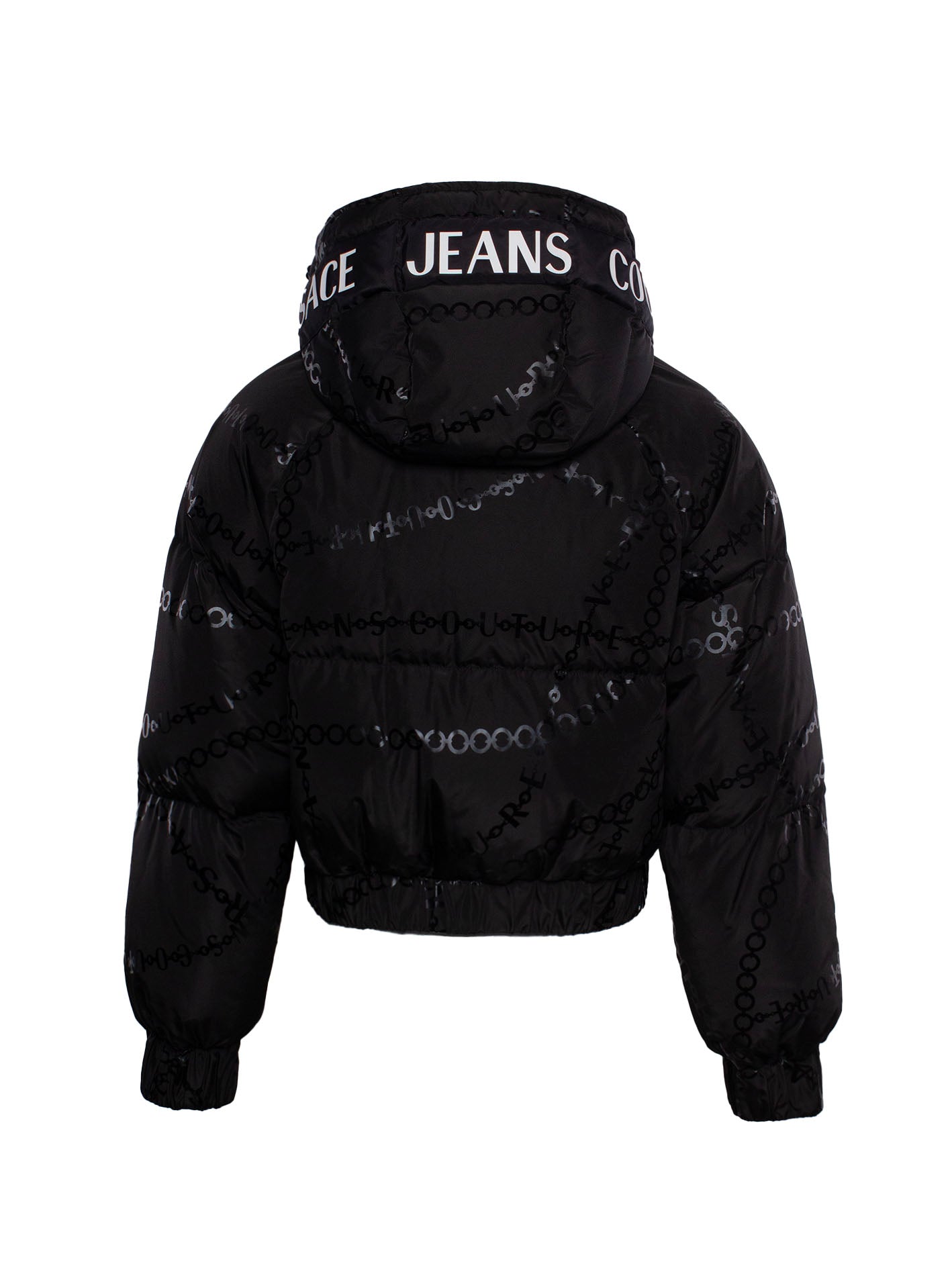 VERSACE JEANS COUTURE LOGO-PRINT CROPPED PUFFER JACKET