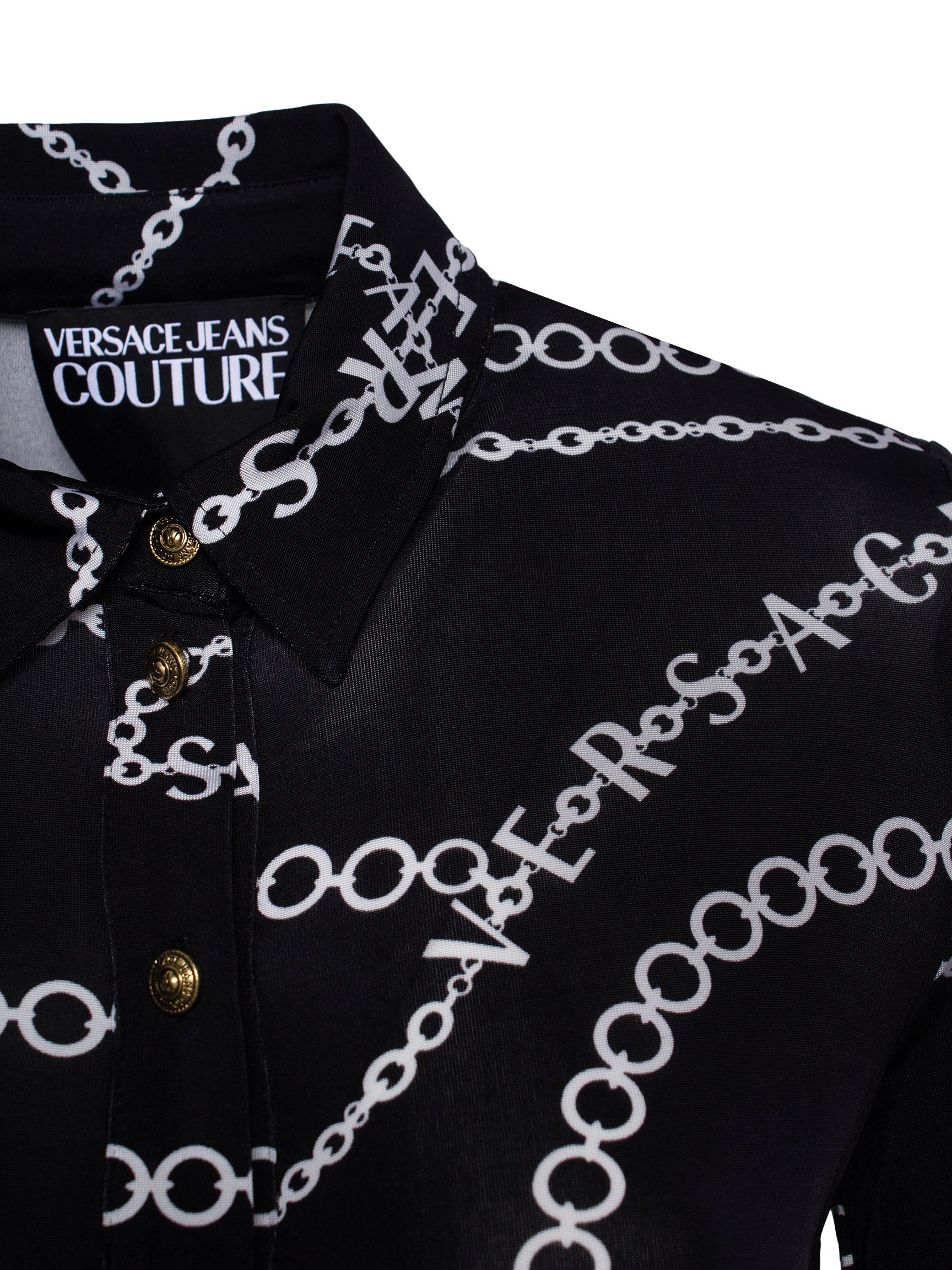 VERSACE JEANS COUTURE NECKLACE-PRINT JERSEY SHIRT