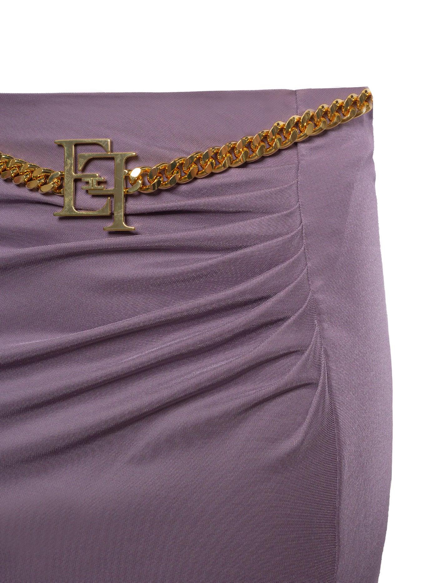 ELISABETTA FRANCHI LOGO CHAIN LINK-BELT LONG SKIRT
