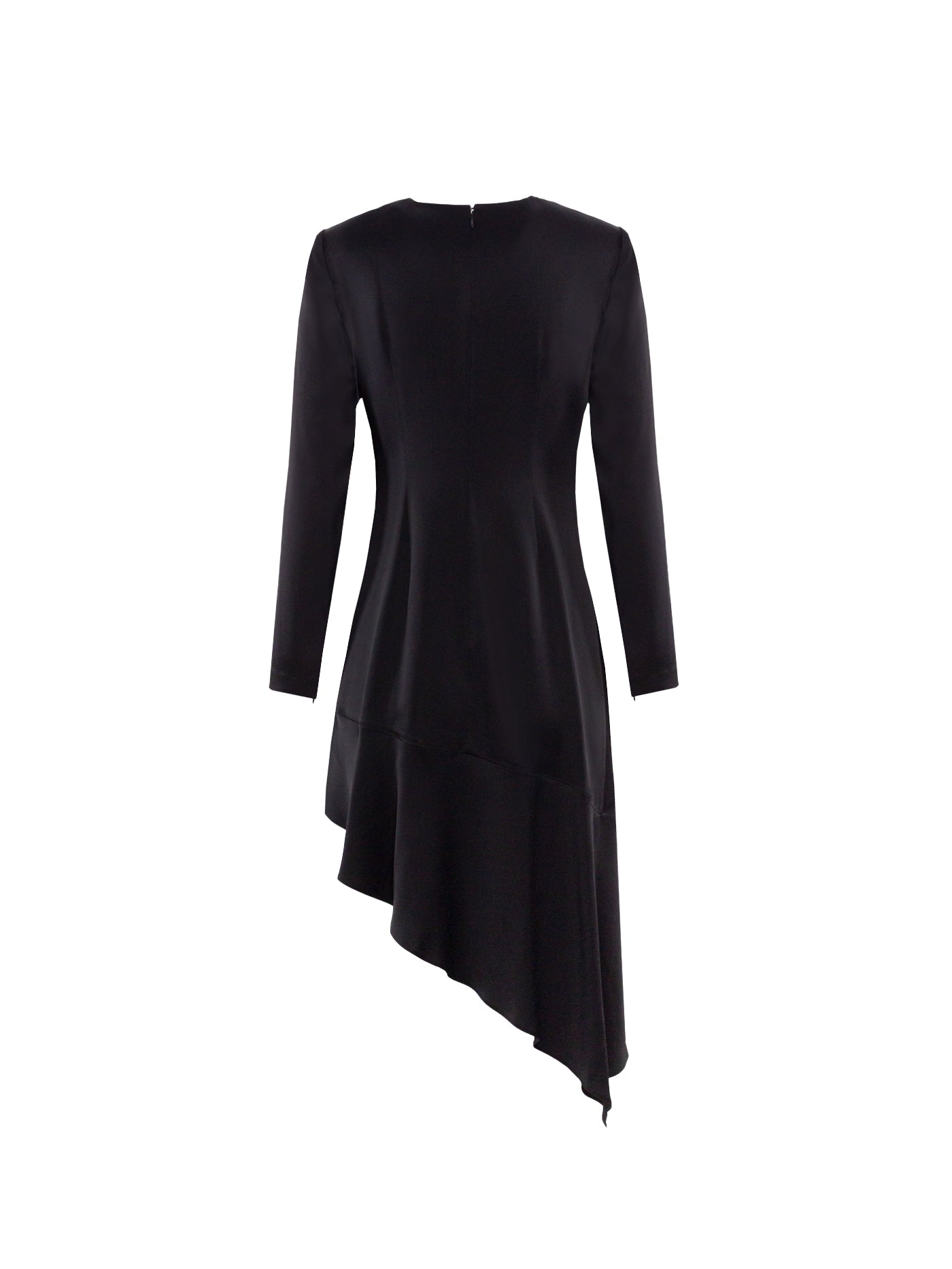 ELISABETTA FRANCHI CHAIN-EMBELLISHED ASYMMETRIC CREPE DRESS