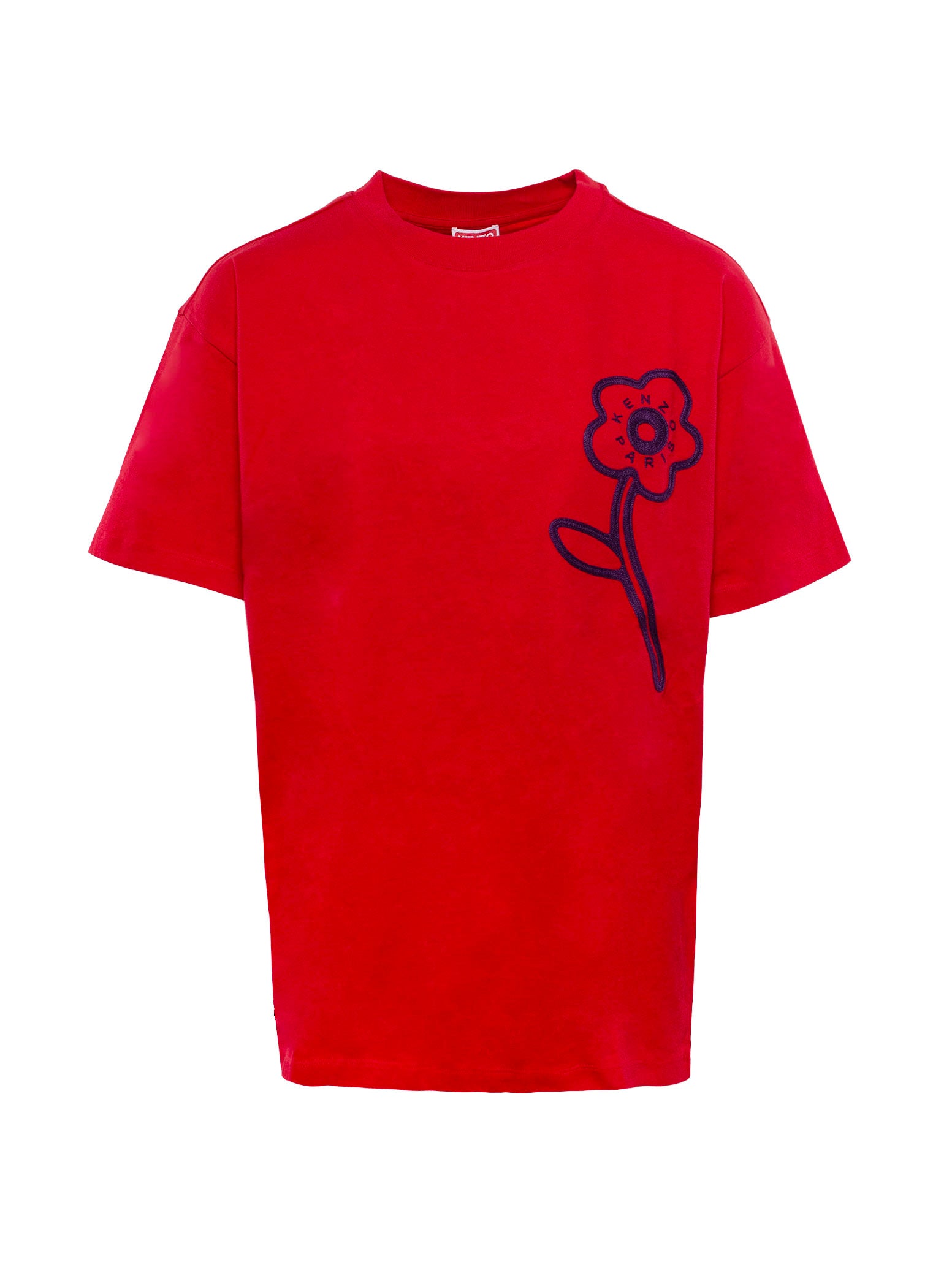 KENZO FLORAL-EMBROIDERED COTTON T-SHIRT