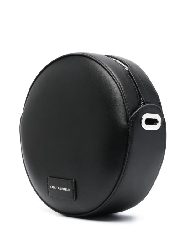 KARL LAGERFELD K/CIRCLE ROUND LEATHER CROSSBODY BAG