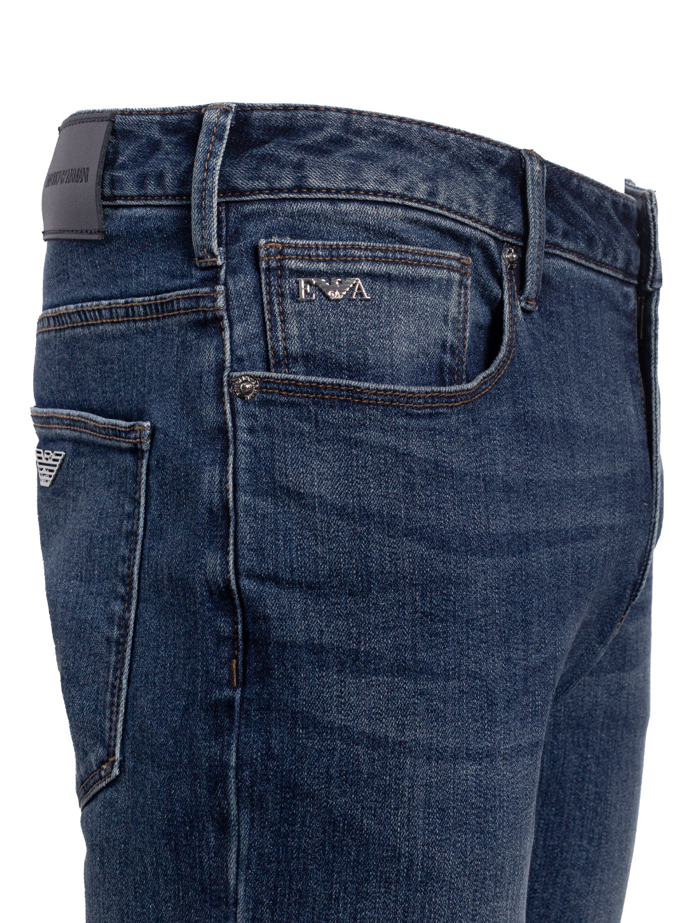 EMPORIO ARMANI LOGO-PLAQUE STRAIGHT-LEG JEANS