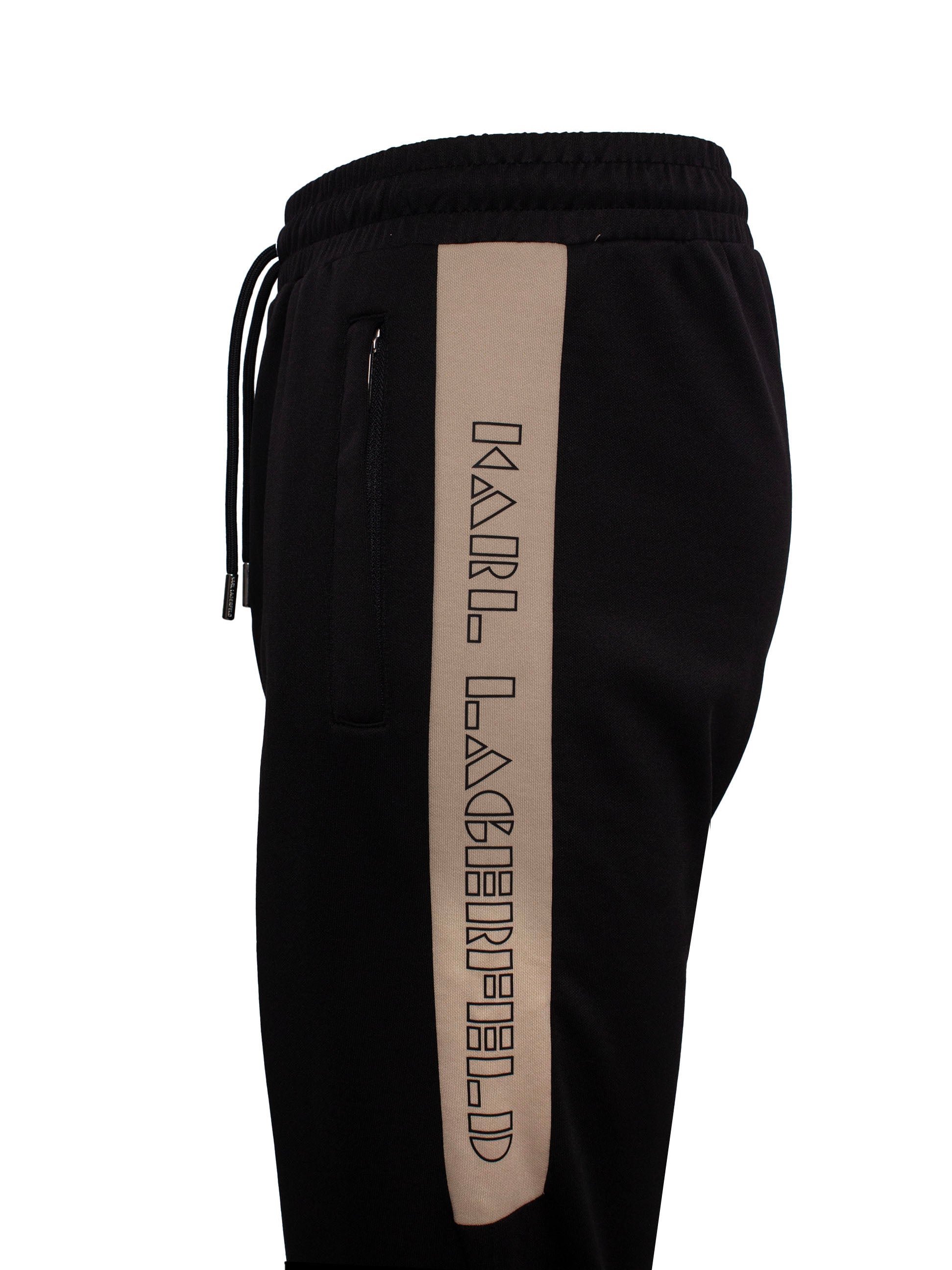 KARL LAGERFELD LOGO-TAPE DRAWSTRING TRACK PANTS