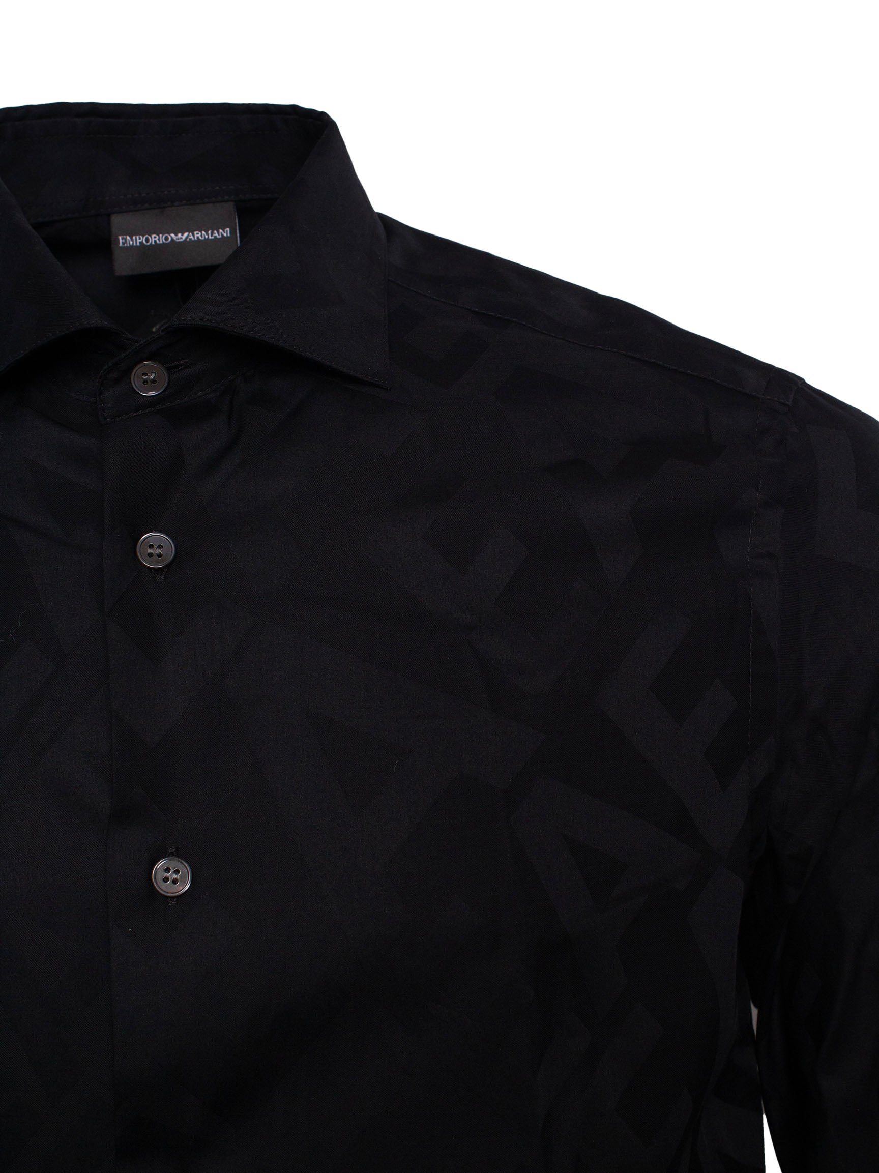 EMPORIO ARMANI MONOGRAM-PATTERN LONG-SLEEVE SHIRT
