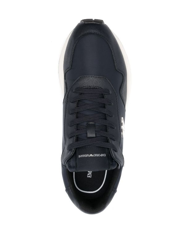 EMPORIO ARMANI LOGO-APPLIQUÉ PANELLED SNEAKERS