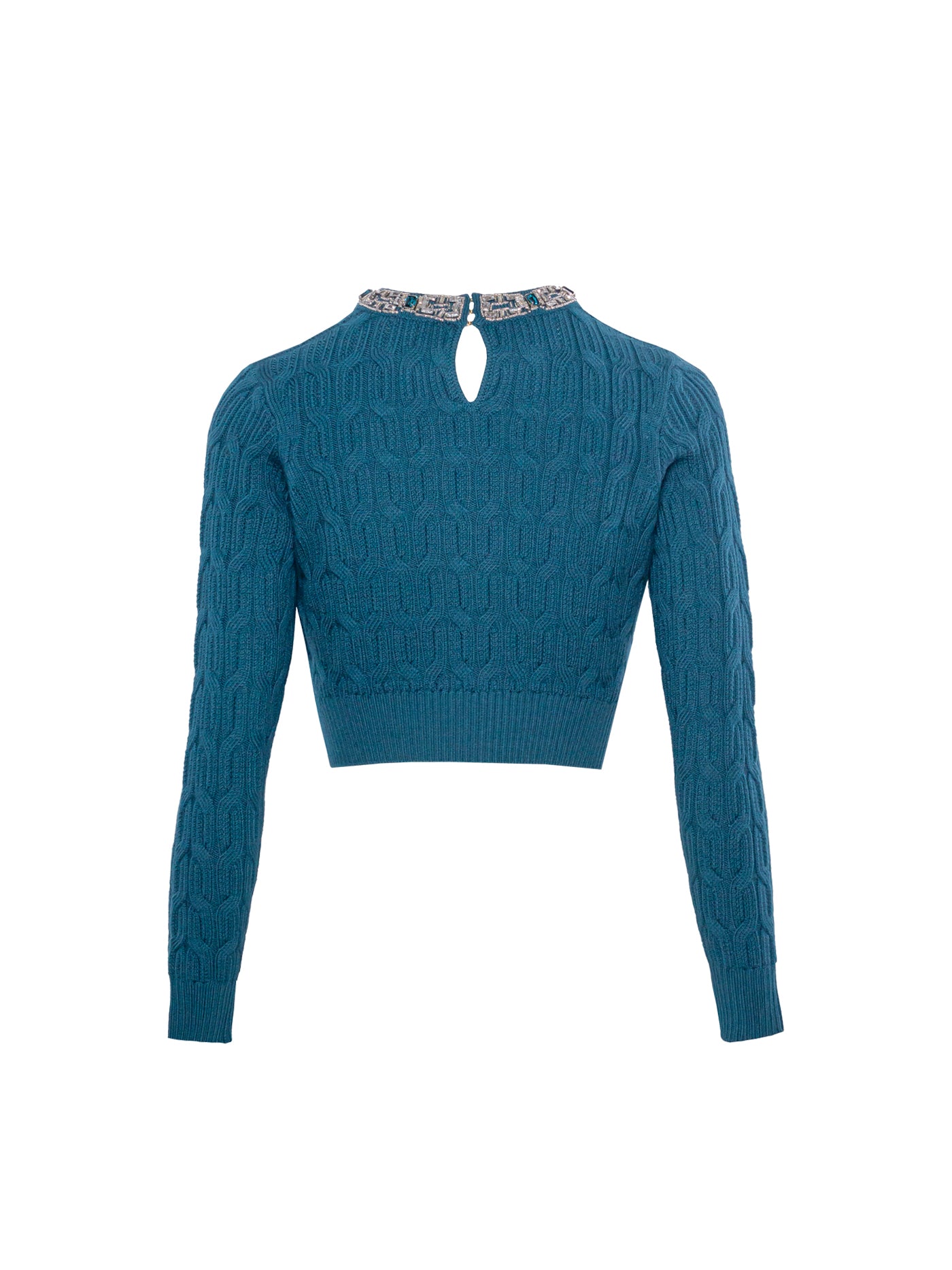 ELISABETTA EMBROIDERED-COLLAR WOOL TOP