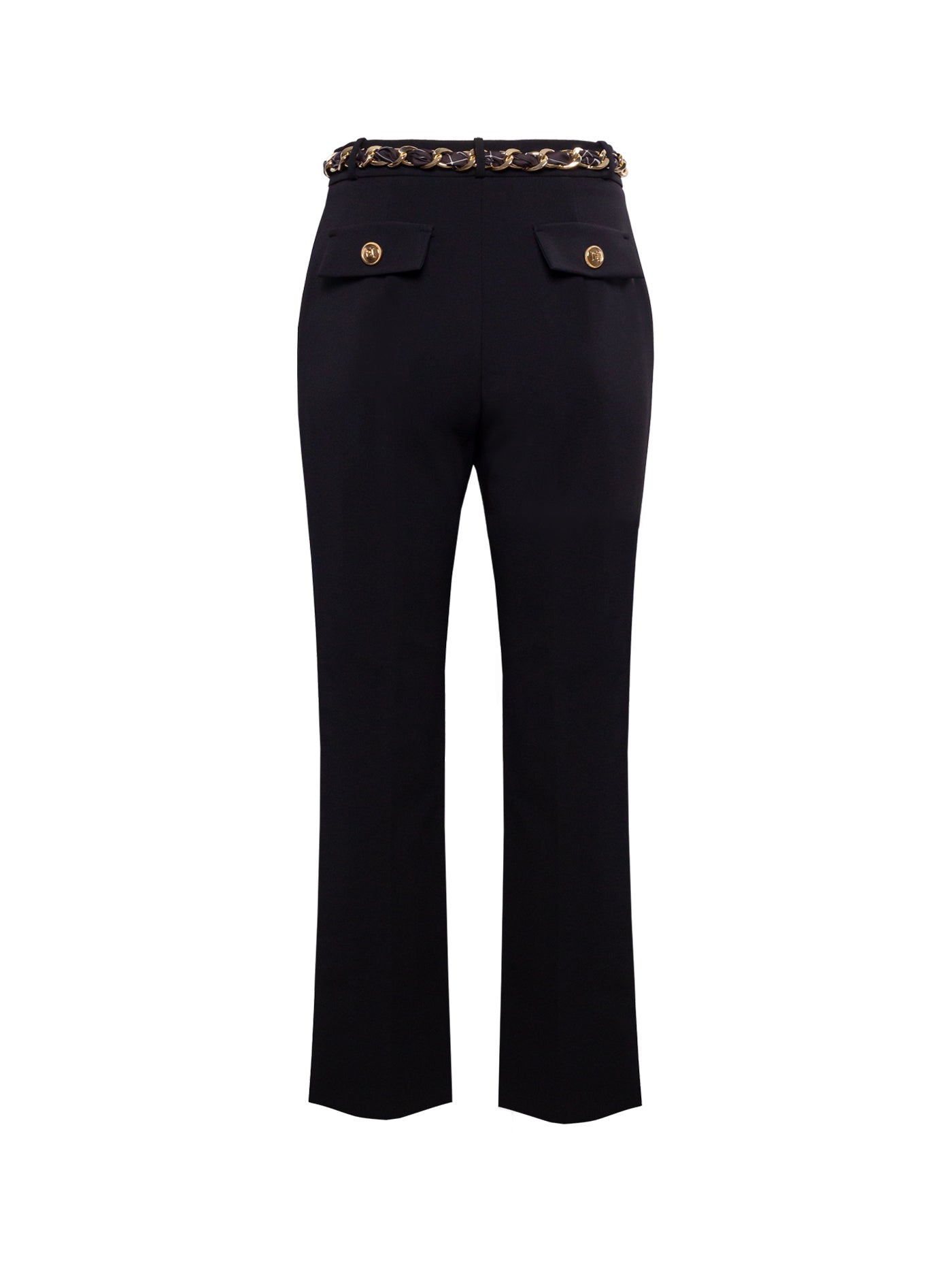 ELISABETTA FRANCHI SCARF-DETAILL CROPPED TROUSERS