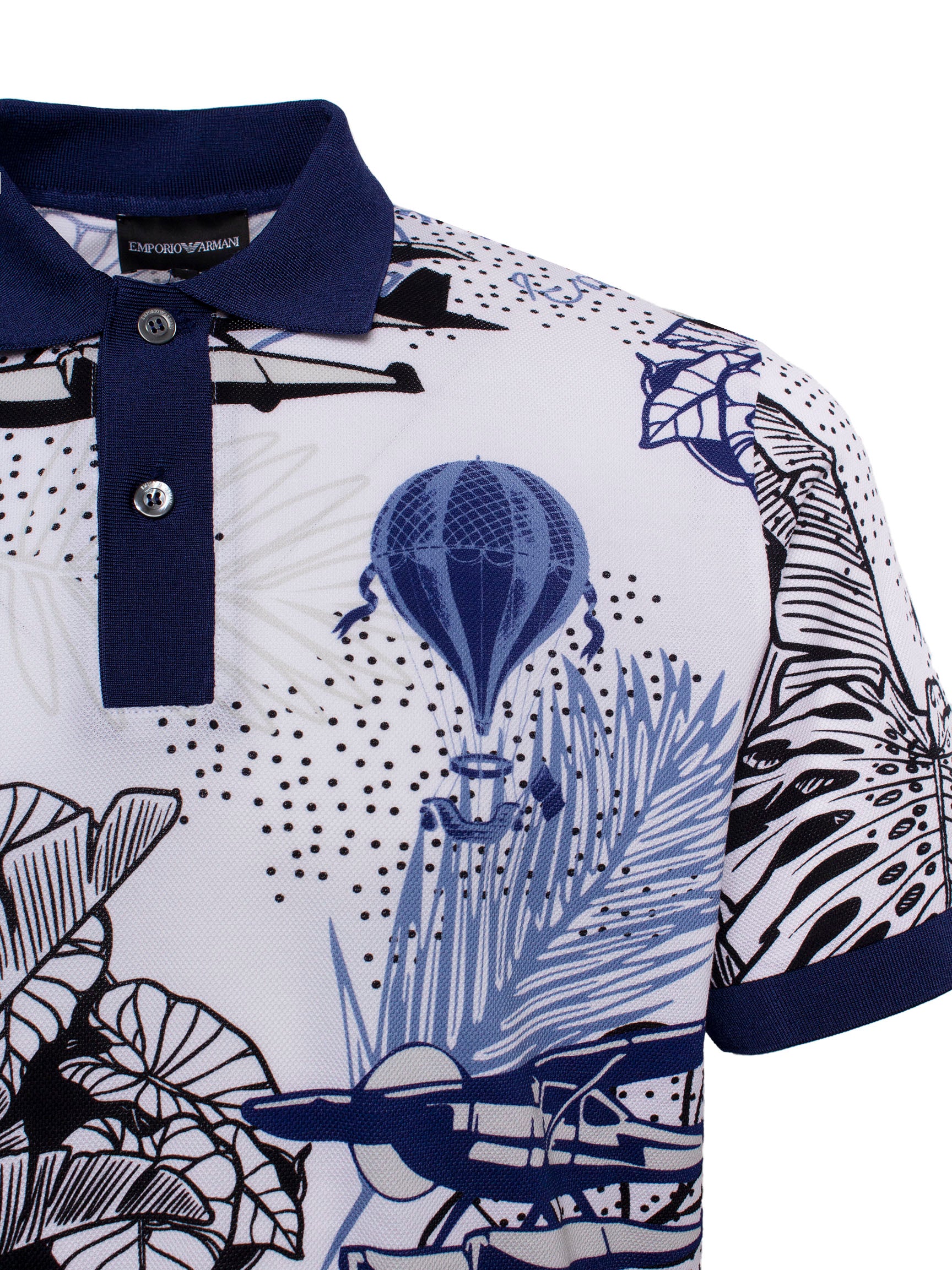EMPORIO ARMANI GRAPHIC-PRINT COTTON POLO SHIRT