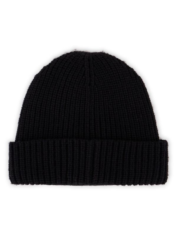 EA7 LOGO-PATCH RIBBED-KNIT BEANIE