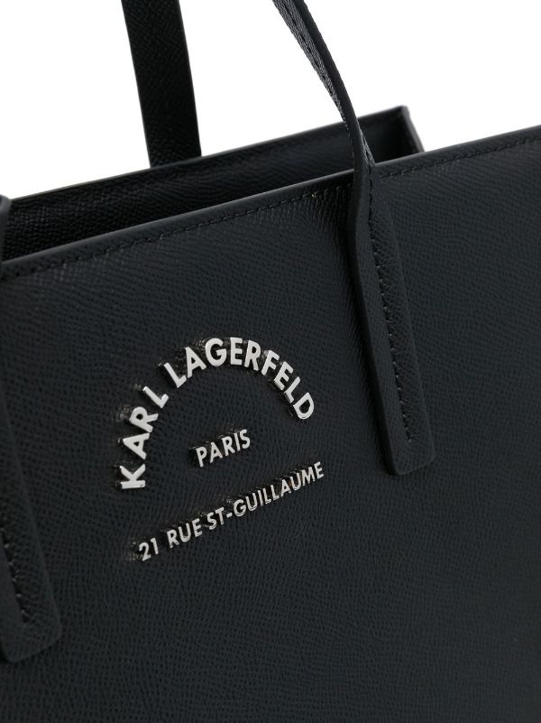KARL LAGERFELD LOGO-LETTERING LEATHER TOTE BAG