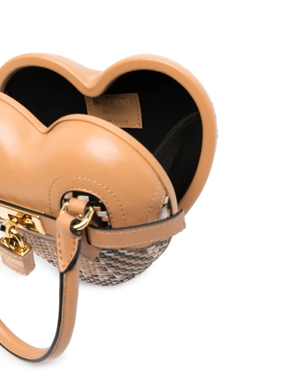 MOSCHINO HEART SHAPED WOVEN BAG
