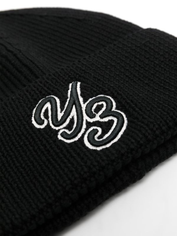 Y-3 LOGO-PATCH WOOL BEANIE