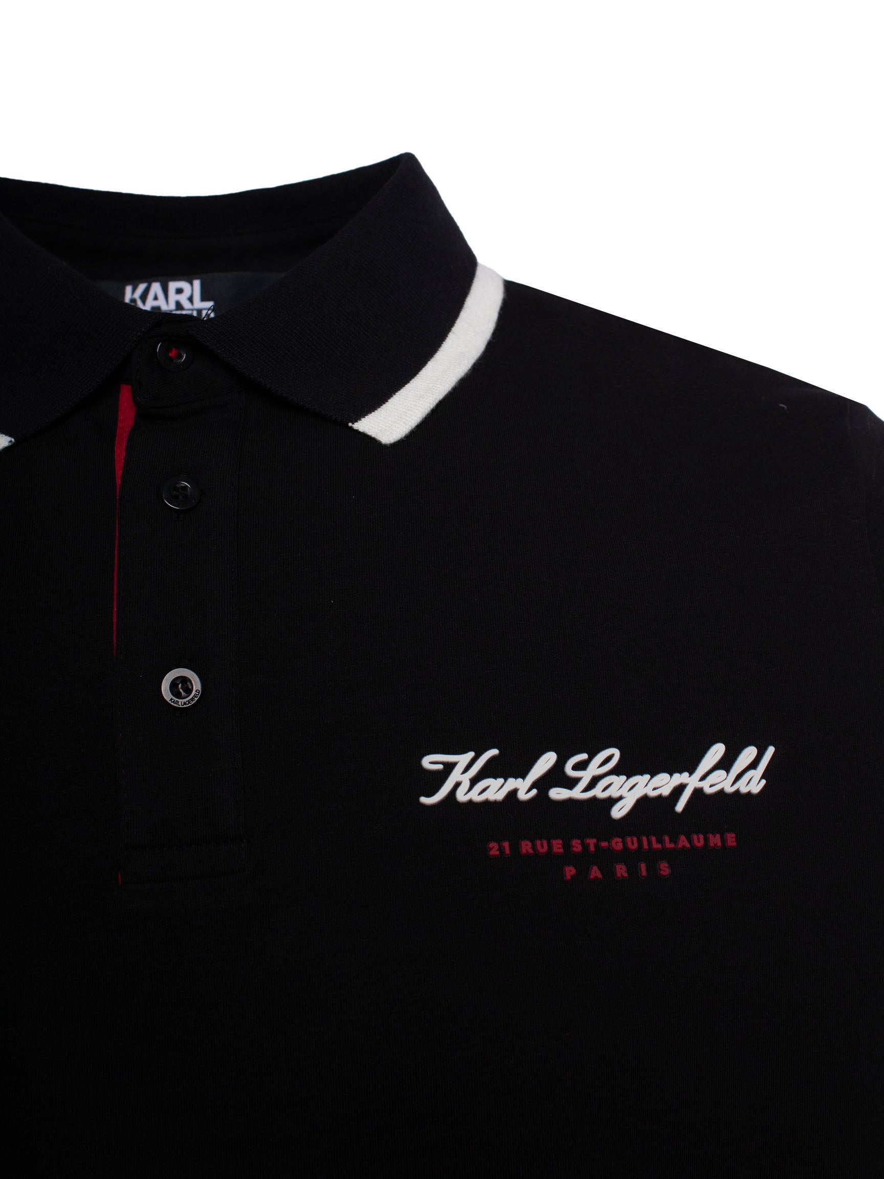KARL LAGERFELD LOGO-PRINT COTTON POLO SHIRT