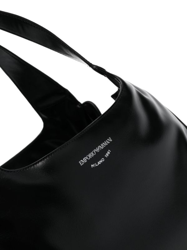 EMPORIO ARMANI LOGO-STAMP PATENT-FINISH TOTE BAG