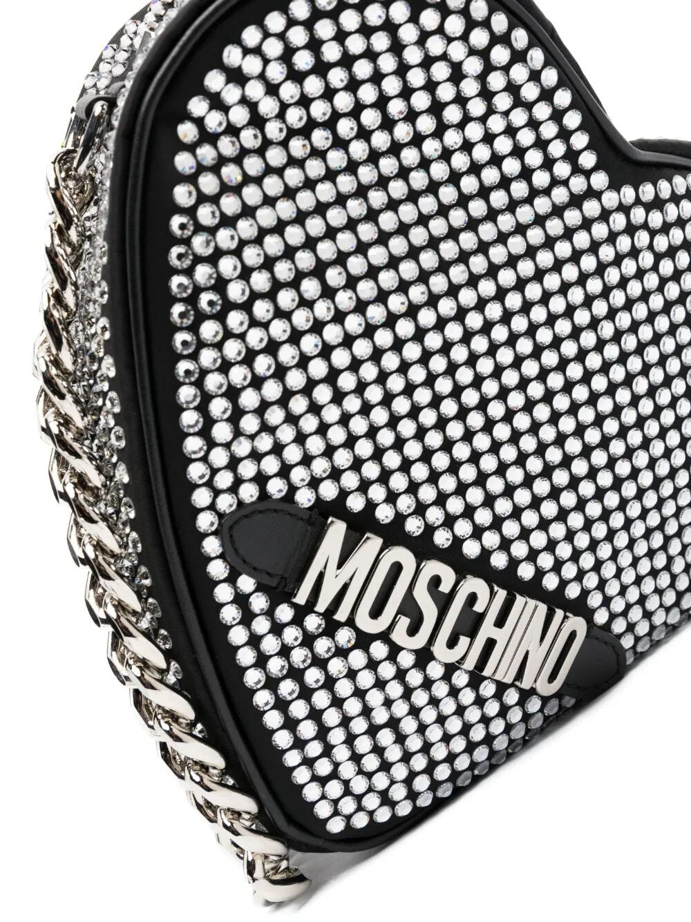 MOSCHINO CRYSTAL-EMBELLISHED HEART-SHAPE TOTE BAG
