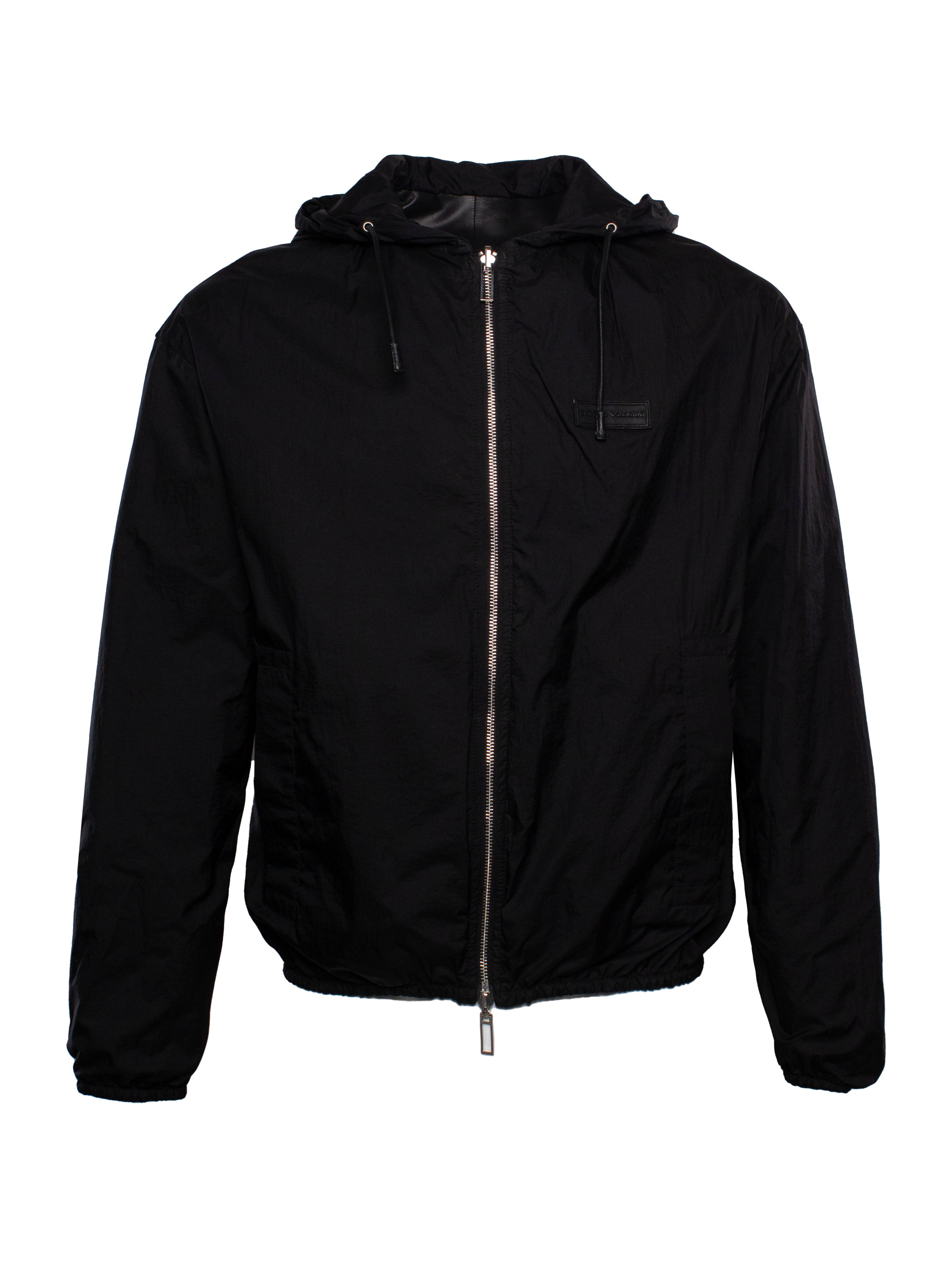 EMPORIO ARMANI REVERSIBLE LAMBSKIN HOODED JACKET