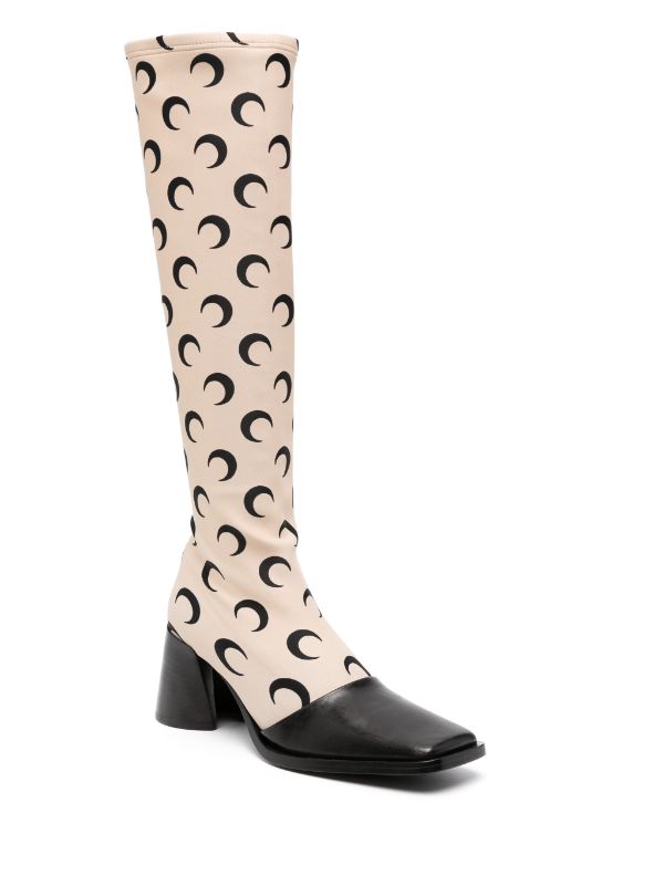 MARINE SERRE REGENERATED MOONGRAM-PATTERN 65MM BOOTS