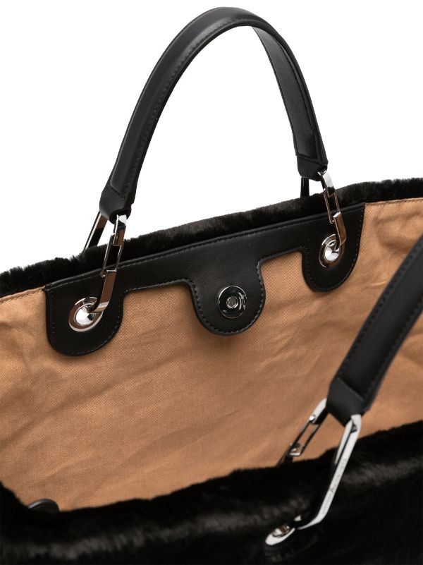 EMPORIO ARMANI FAUX-FUR LOGO TOTE BAG