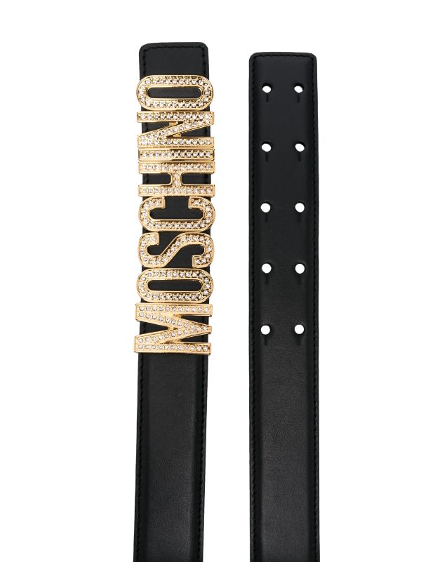 MOSCHINO LOGO-PLAQUE BUCKLED BELT