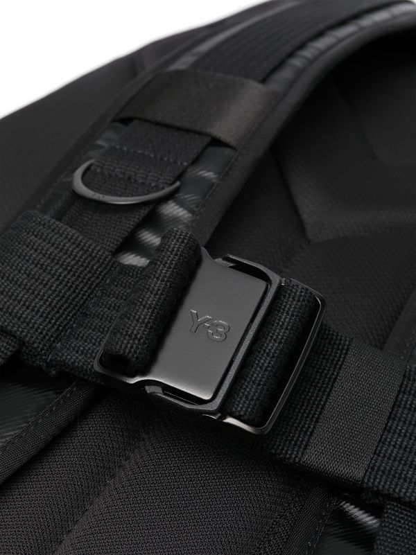 Y-3 LOGO-DETAIL FAUX-LEATHER BACKPACK