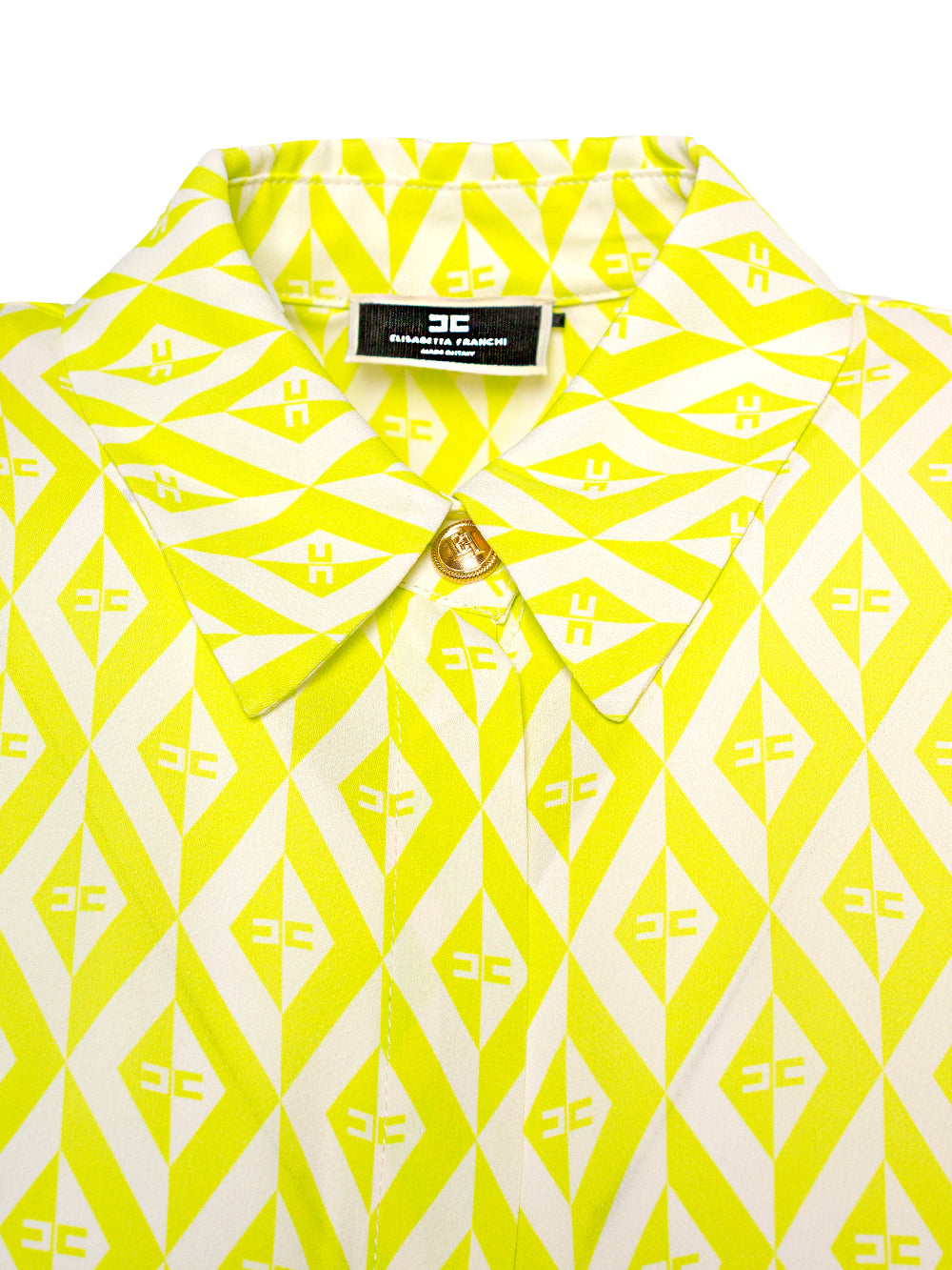 ELISABETTA FRANCHI DIAMOND LOGO-PRINT GEORGETTE SHIRT