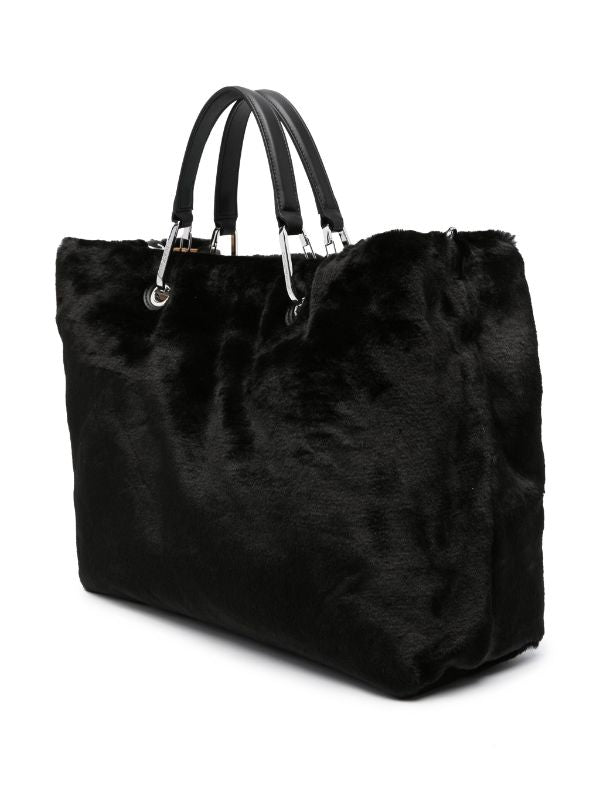 EMPORIO ARMANI FAUX-FUR LOGO TOTE BAG