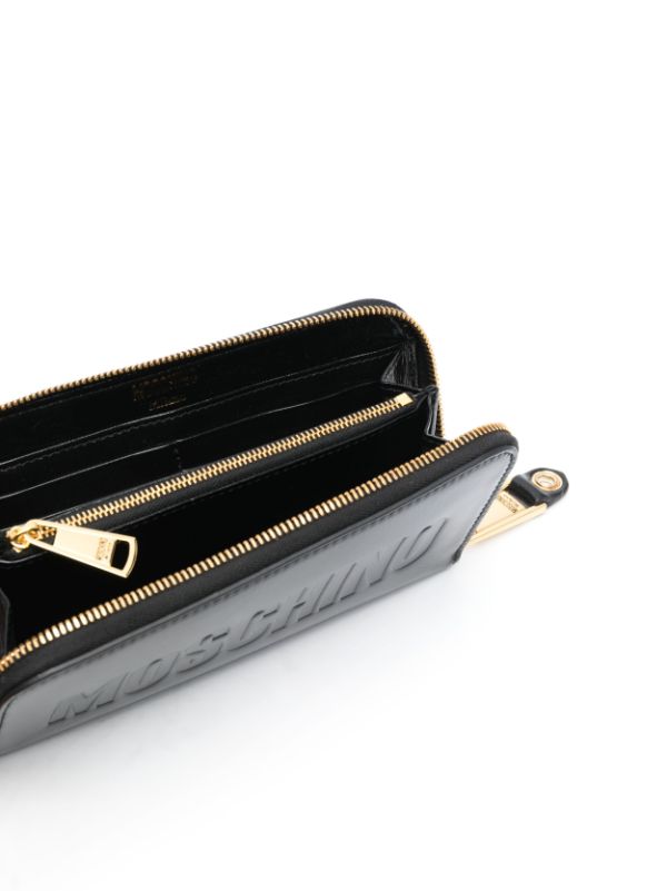 MOSCHINO DEBOSSED-LOGO LEATHER WALLET