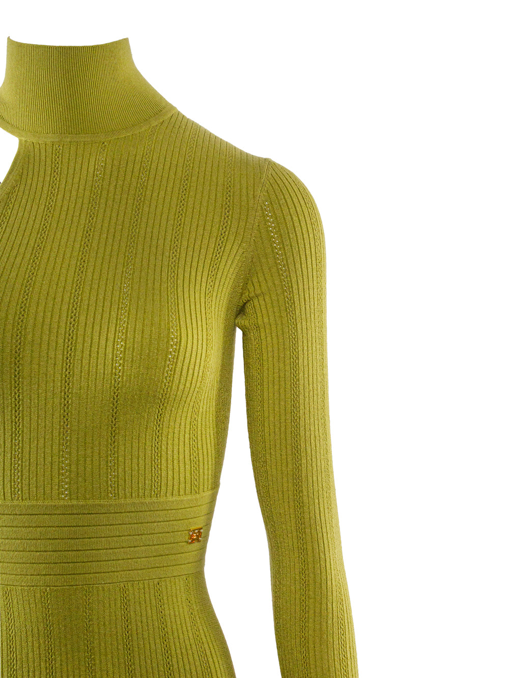 ELISABETTA FRANCHI ONE-SLEEVE KNITTED MIDI DRESS