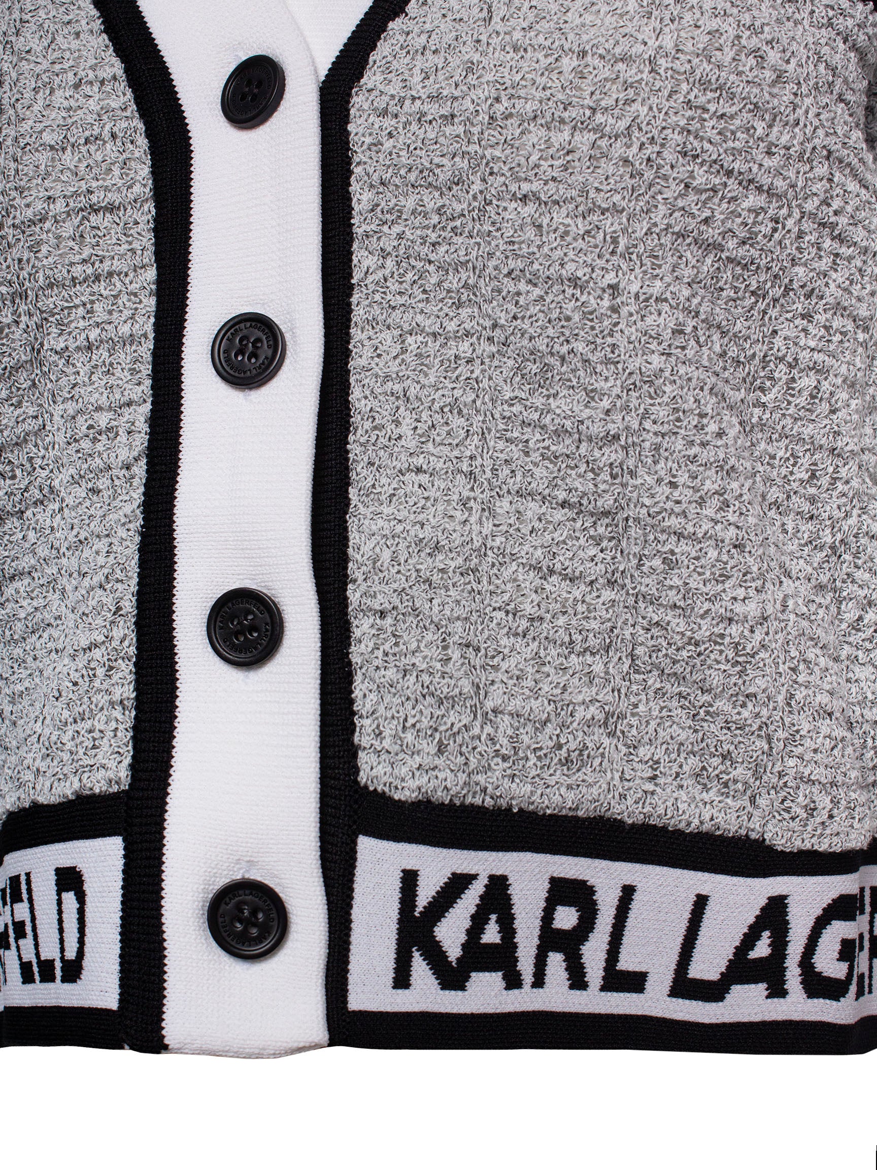 KARL LAGERFELD BOUCLÉ CROPPED CARDIGAN