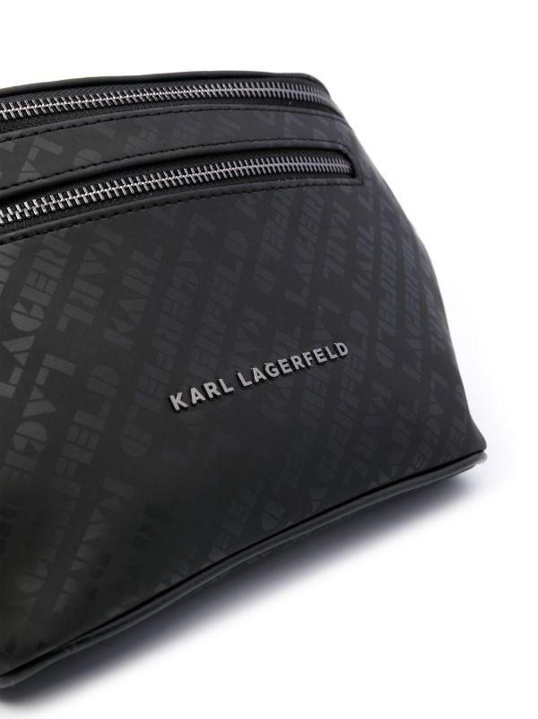 KARL LAGERFELD LOGO-JACQUARD ZIP-UP BELT BAG