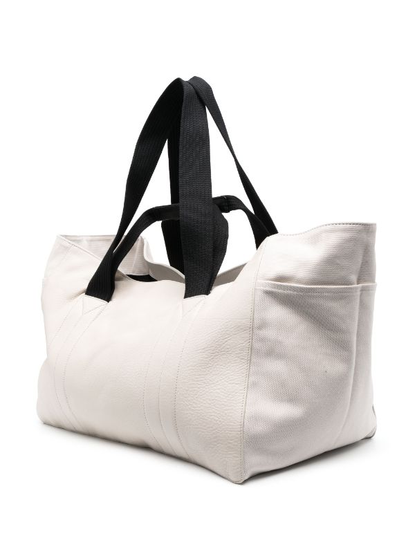 Y-3 LOGO-PRINT LEATHER TOTE BAG