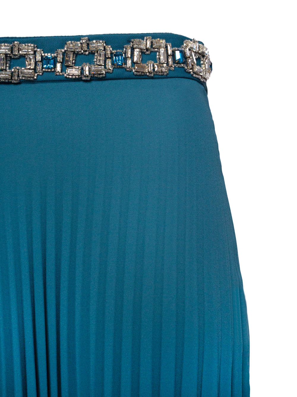 ELISABETTA FRANCHI EMBELLISHED PLEATED GEORGETTE MAXI SKIRT