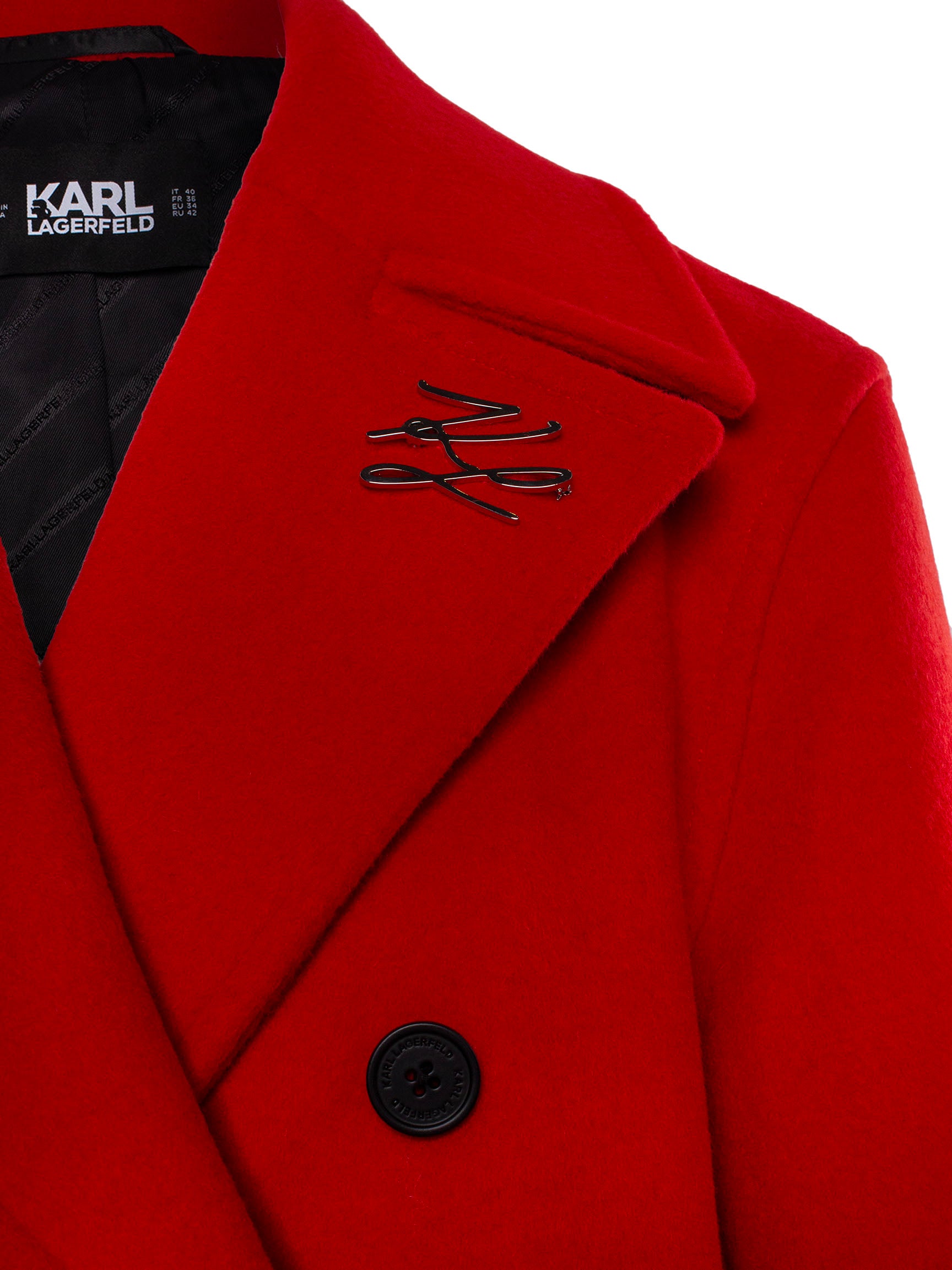 KARL LAGERFELD DOUBLE-BREASTED MID-LENGTH COAT
