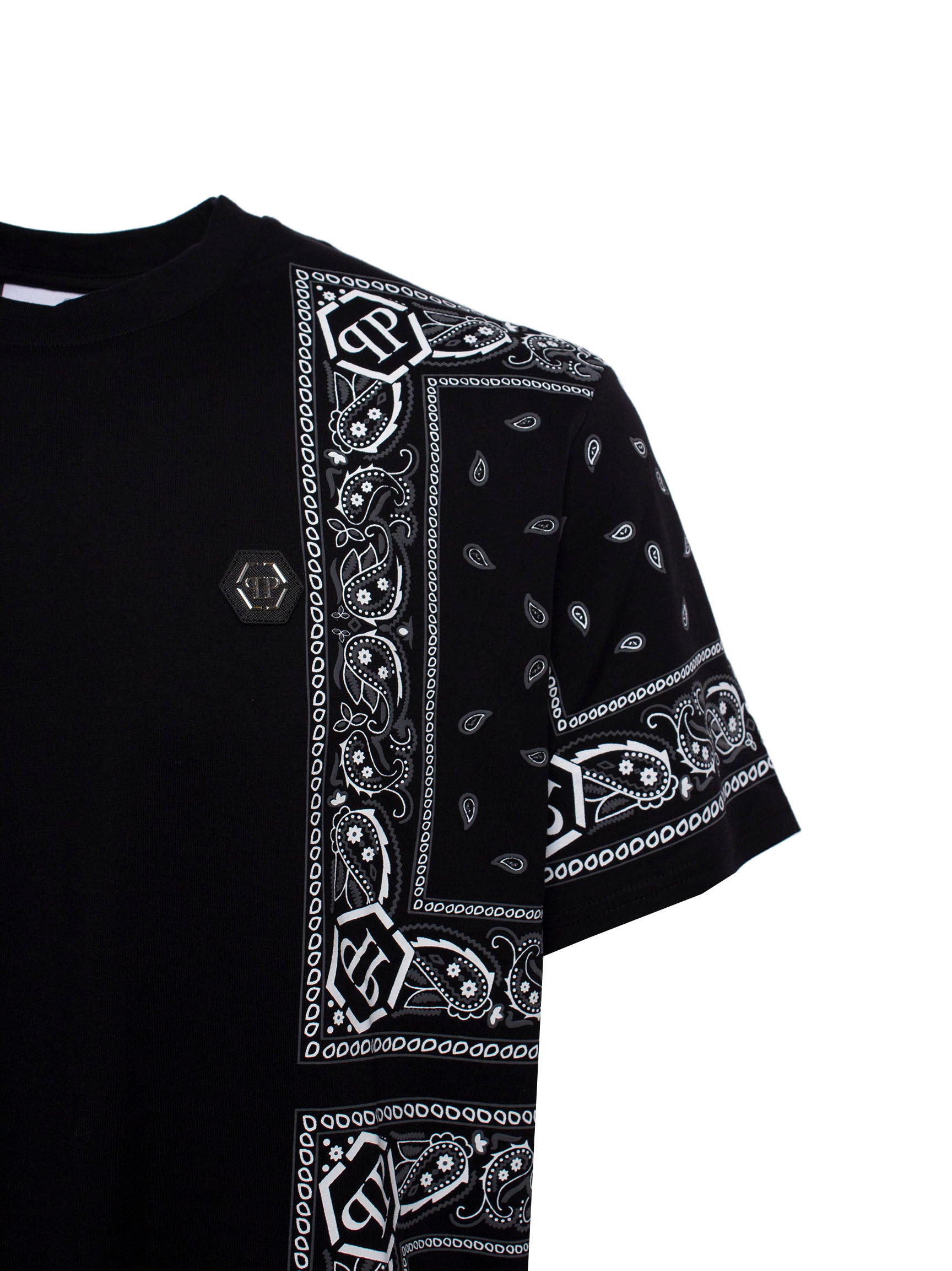 PHILIPP PLEIN SS PAISLEY BANDANA CREW-NECK T-SHIRT