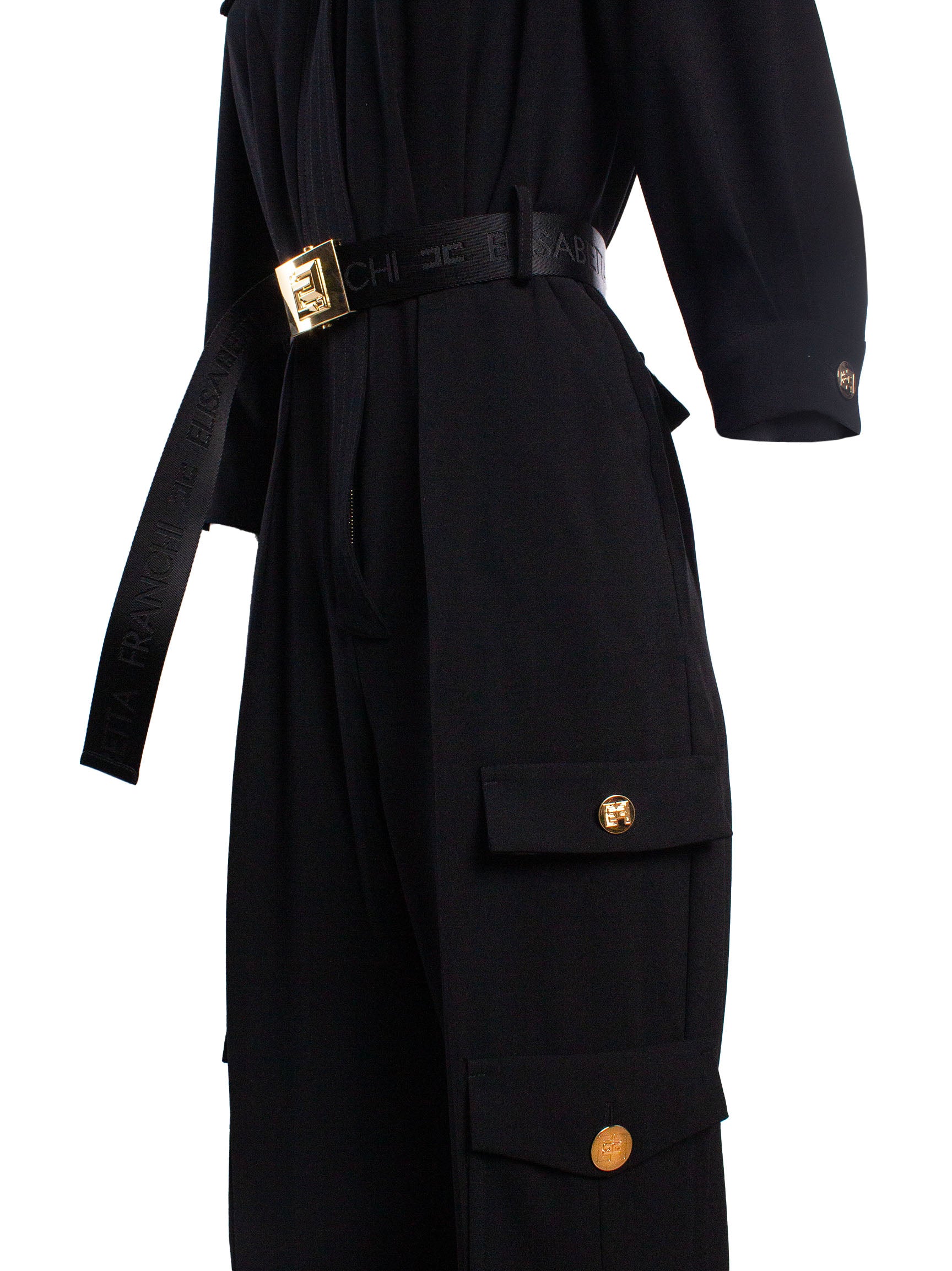 ELISABETTA FRANCHI BELTED CARGO JUMPSUIT