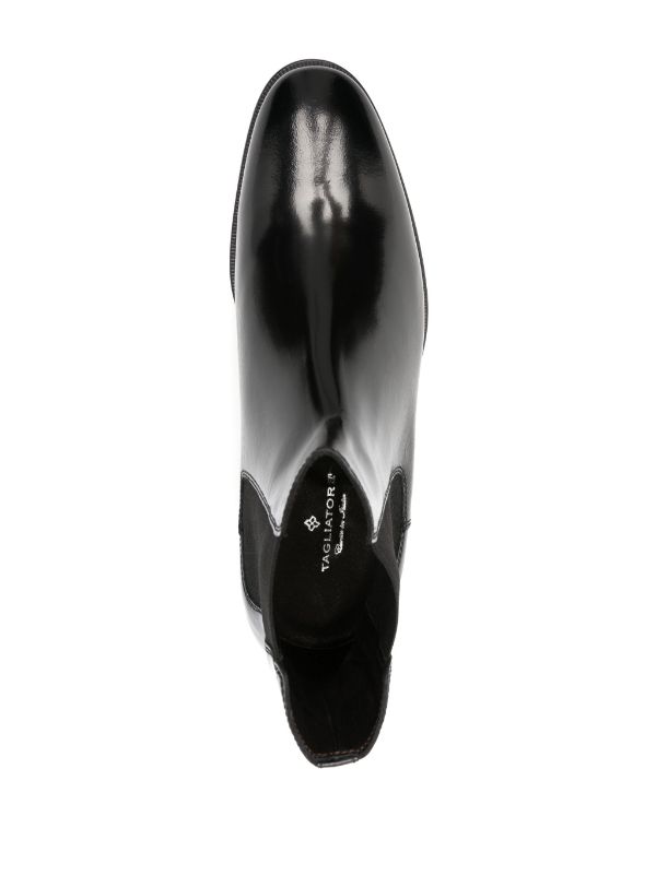 TAGLIATORE ALMOND-TOE LEATHER ANKLE BOOTS