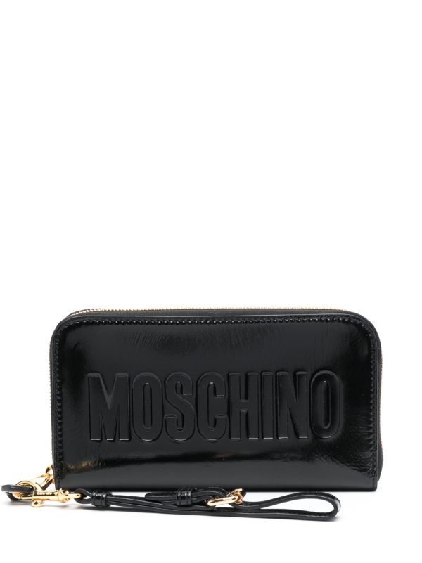 MOSCHINO DEBOSSED-LOGO LEATHER WALLET