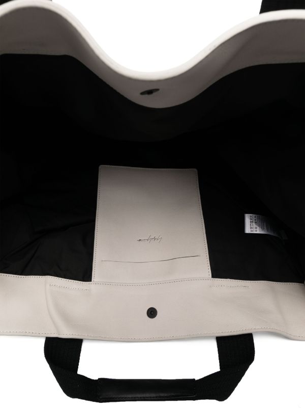 Y-3 LOGO-PRINT LEATHER TOTE BAG