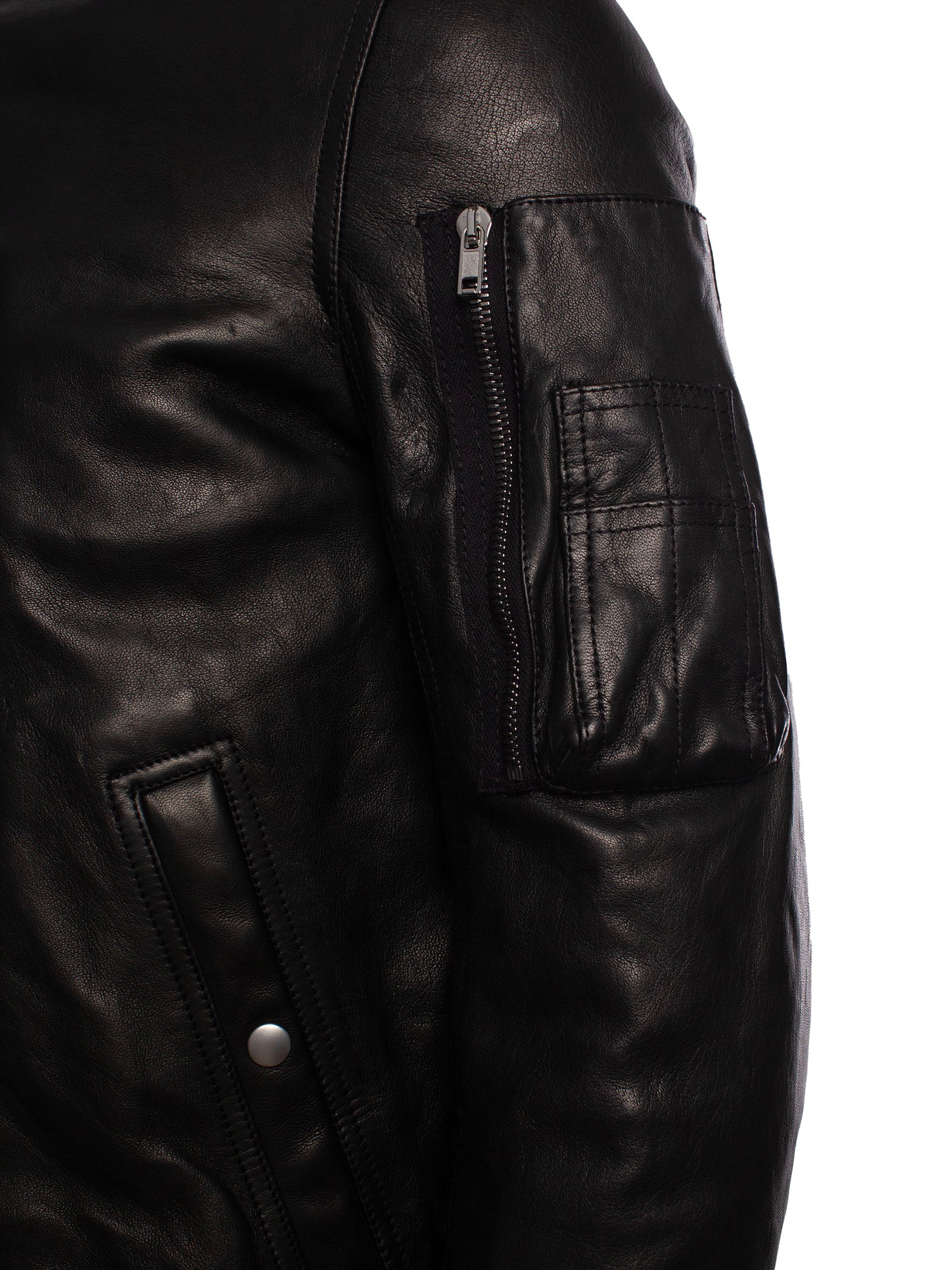 RICK OWENS LEATHER ZIP-UP BOMBER JACKET