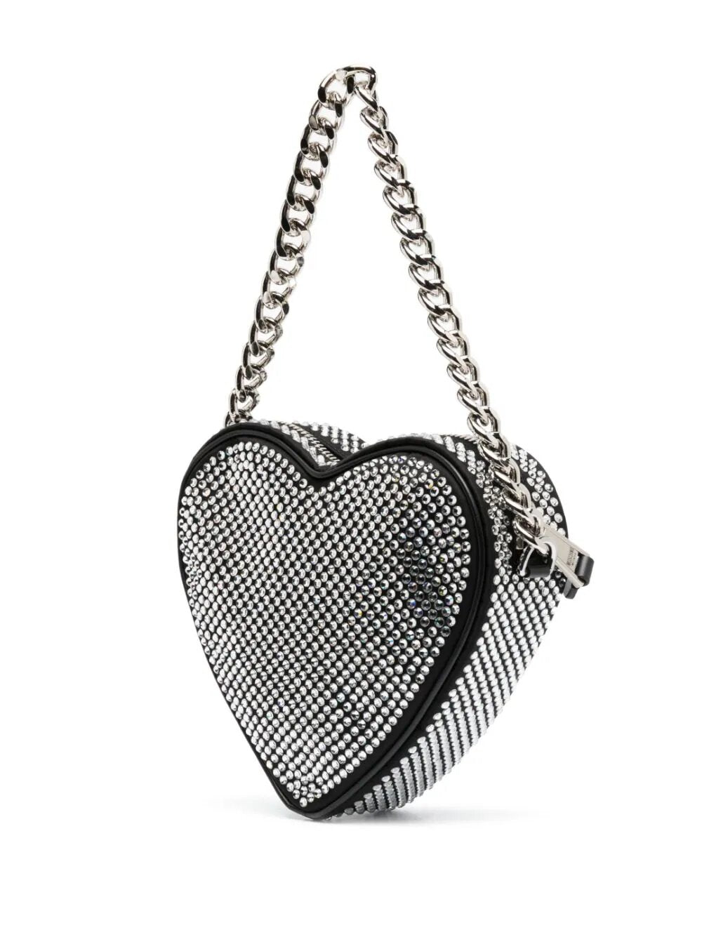 MOSCHINO CRYSTAL-EMBELLISHED HEART-SHAPE TOTE BAG
