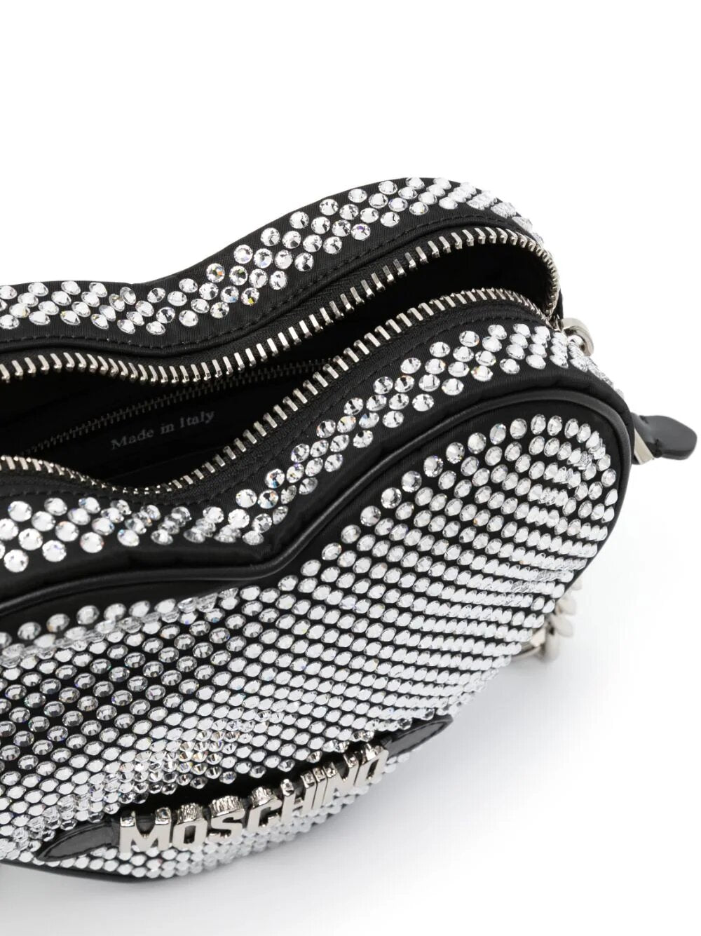 MOSCHINO CRYSTAL-EMBELLISHED HEART-SHAPE TOTE BAG