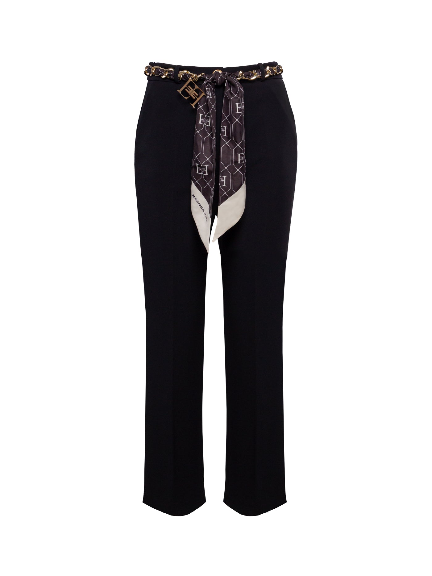 ELISABETTA FRANCHI SCARF-DETAILL CROPPED TROUSERS