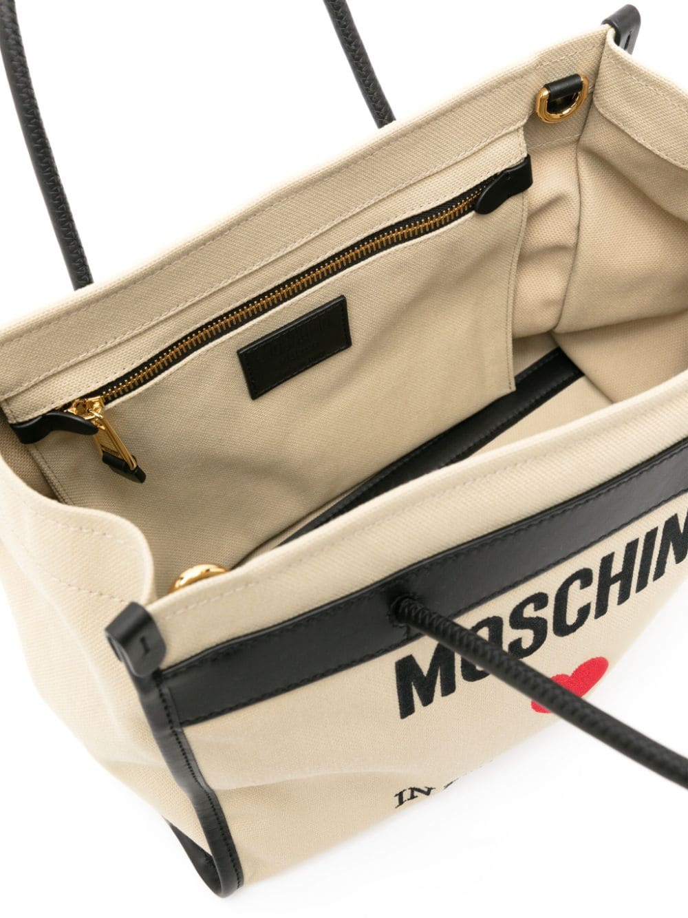 MOSCHINO OGO-EMBROIDERED CANVAS TOTE BAG
